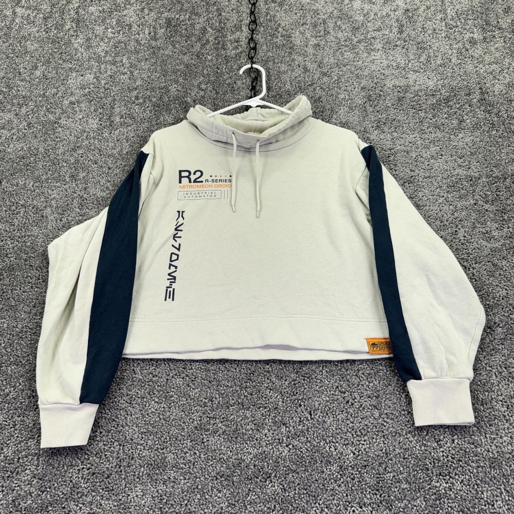 Star Wars Hoodie Womens Medium White R2-D2 Droid Depot Cropped Galaxy's Edge